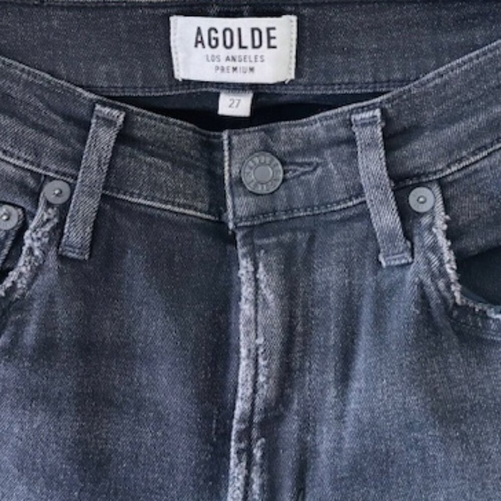 Agolde Distressed Staight Leg Jeans - Black size 27 - Picture 5 of 7